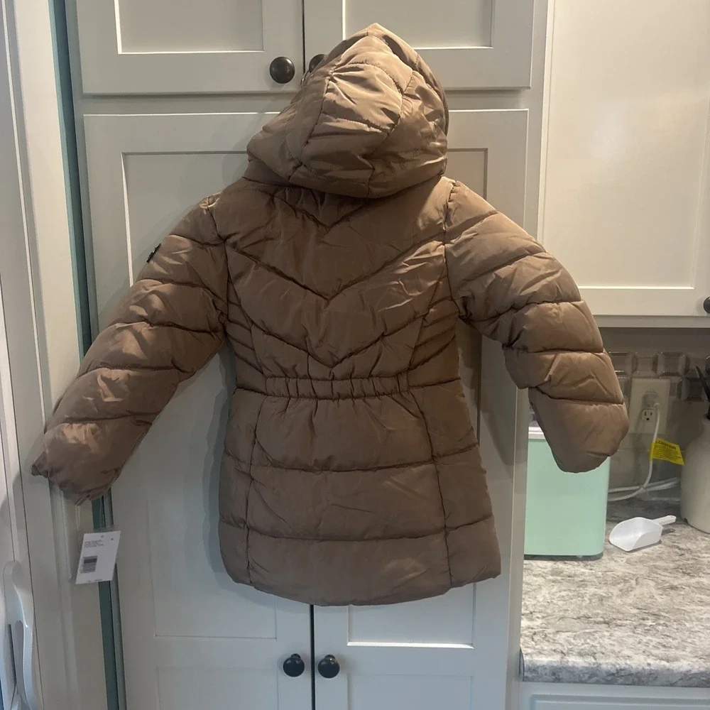 Girl's DKNY Carmel Brown Puffer Coat SZ 4 New With Tags Retail $130